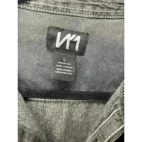 Men’s Large N1 Flag, Skull, Wings Distressed 2 Pocket Button Up Short Sleeve - Picture 10 of 15